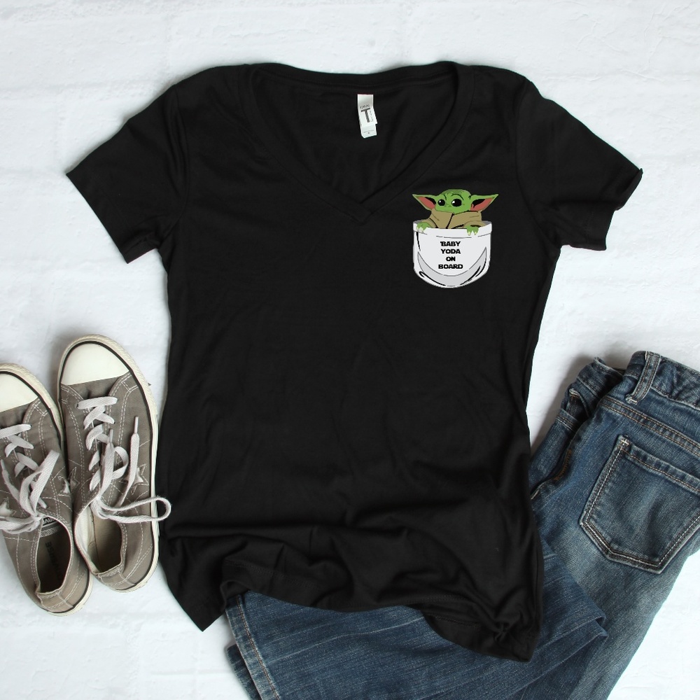 Baby Yoda women's v-neck shirt S-3XL